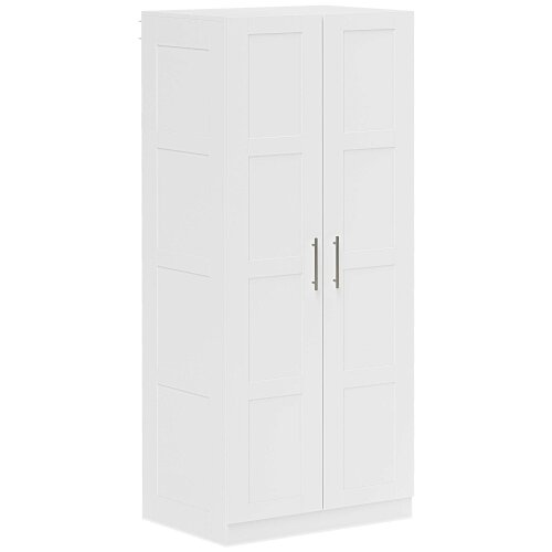 Wyld Haus Coravello Wooden White 2 Door Wardrobe With Hanging Rail and Shelf