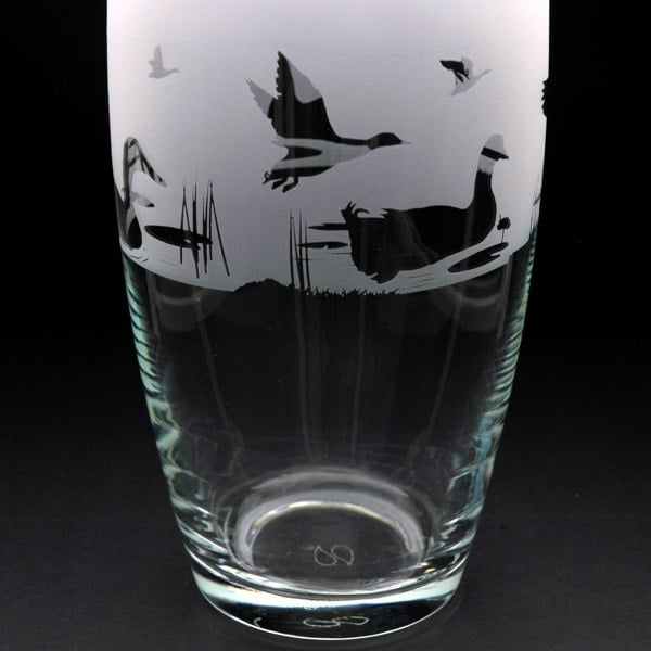 Glyptic Glass Art Duck Glass Botanica Vase - Hand Etched/Engraved Gift