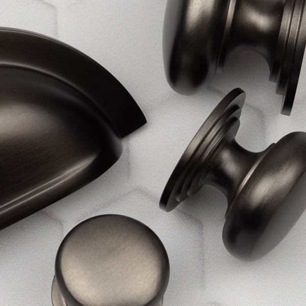 Handle & Home Dark Bronze Round Mushroom Knobs and Coordinating Cup Handle