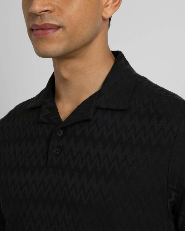 Steel & Jelly Beckton - Zigzag Textured Polo Shirt