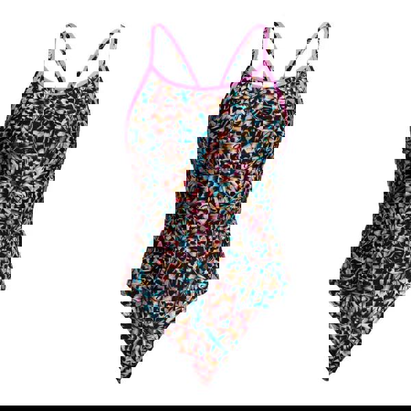 Funkita Copper Cluster Diamond Back swimsuit in black multi floral print