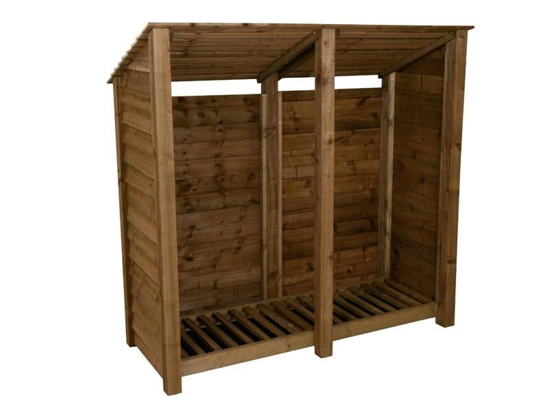 Arbor Garden Solutions Wooden Log Store (Roof Sloping Back) W-187cm, H-126cm or 180cm, D-88cm - Brown Finish