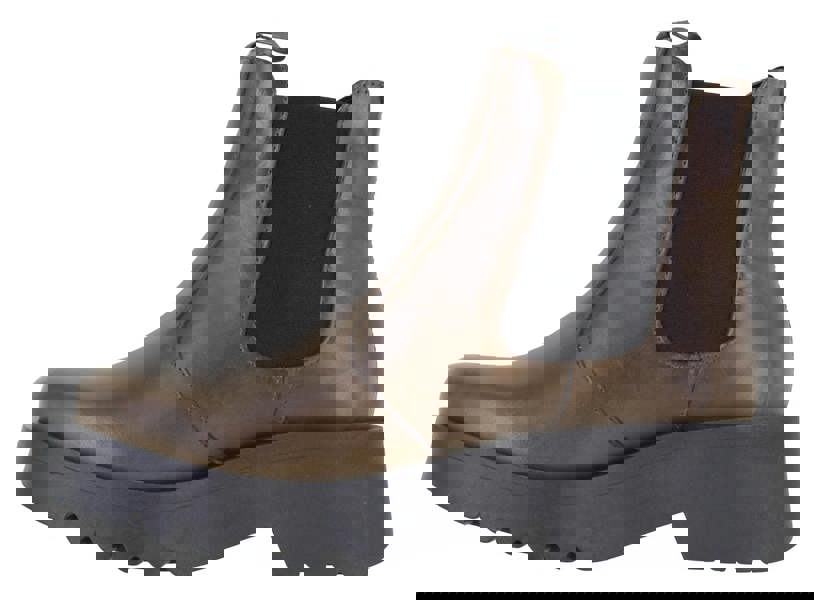 Fly London Medi Womens Wedged Heeled Chelsea Biker Ankle Boots