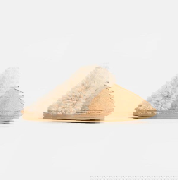 Jo & Joe SCARLETT Womens Faux Fur Mule Slippers Caramel