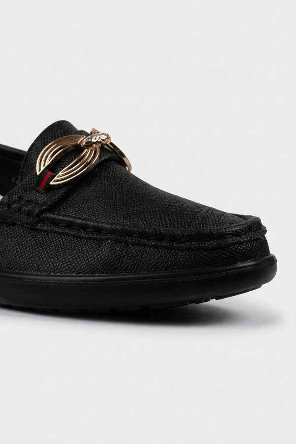 ikrush Ffion Gold Buckle Textured Loafers