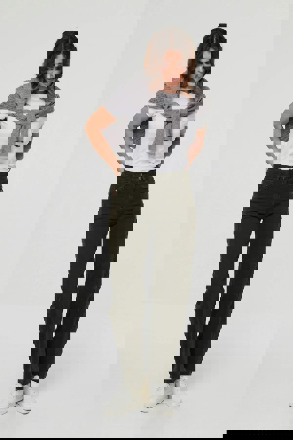 Khaki | High Waist Wide Barrel Fit Jeans
