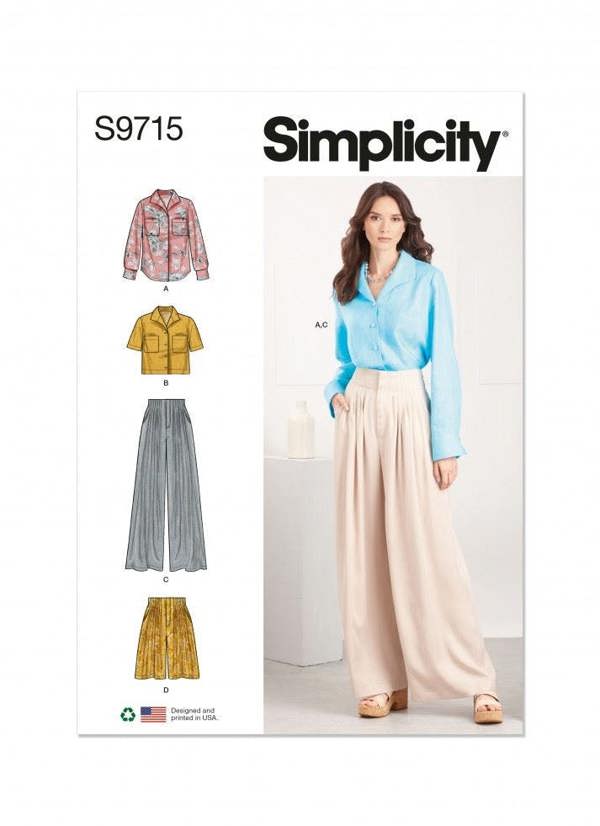 Simplicity Sewing Pattern 9715, Tops, Shirts, Trousers, Shorts for Women, K5 (8-10-12-14-16) - Intermediate