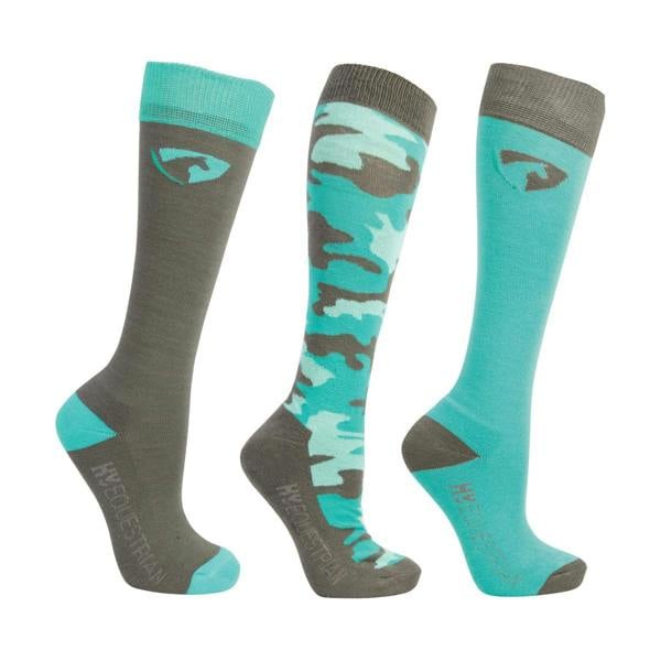 HyFASHION Childrens/Kids Socks (Pack of 3) - Pacific Blue/Grey
