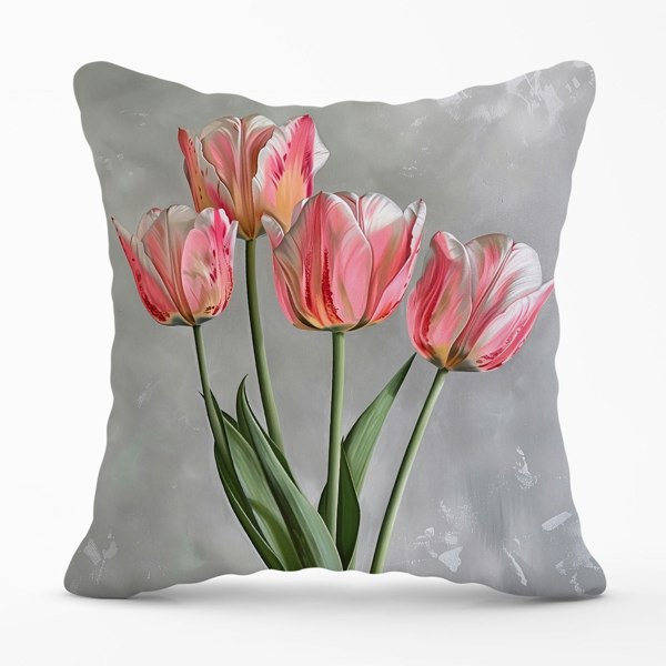 Warren Reed Painted Pink Tulips Cushions