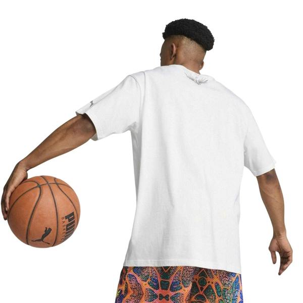 Puma Mens LaMelo Ball UFO Metallic Relaxed Fit T-Shirt - Puma White - 