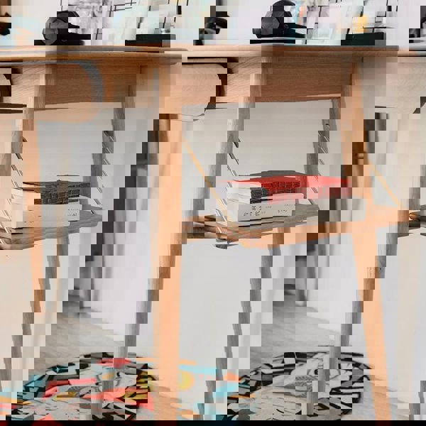 Detail view of Oak Office Desk, Three Woods Available with office desks