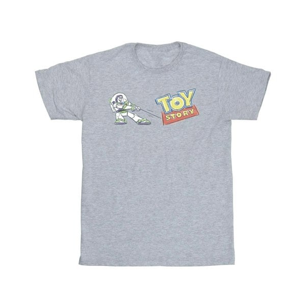 Disney Mens Toy Story Buzz Pulling Logo T-Shirt - Sports Grey