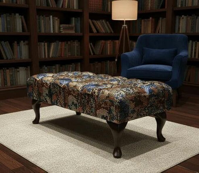 ISTOOLS Premium Stained Glass Footstool Ottoman – Stylish Seating Bench & Coffee Table (Non-Storage) - 30 x 20 Inches (76 x 51cm)