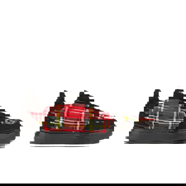 Embassy London Strada - Black & Red Tartan - Men's Tartan Leather & Suede Trainer