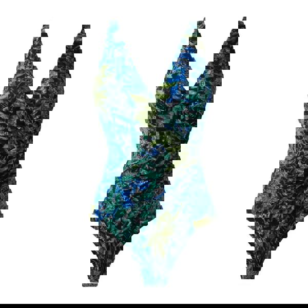 Miraclesuit Gasparilla Oceanus swimsuit in black blue green floral deep V-neck