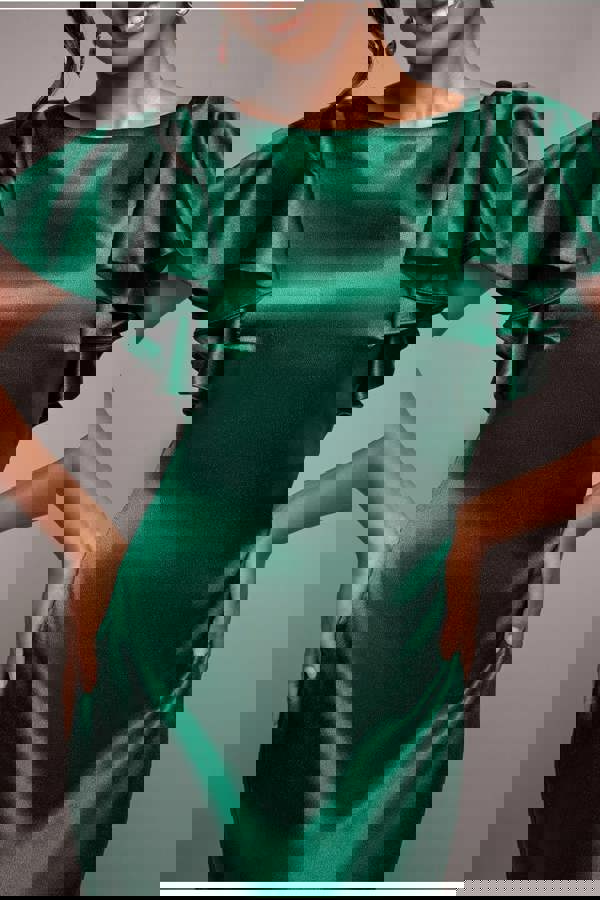 Satin Flutter Sleeve Mermaid Maxi - Emerald Green DR3954