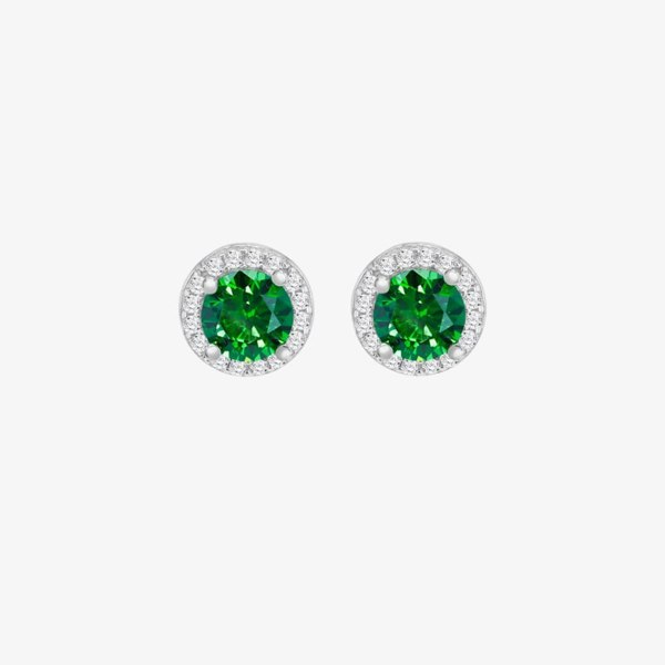 T. H. Baker Sterling Silver Brilliant Cut Cubic Zirconia Halo Stud Earrings 8.59.1819