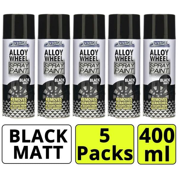 Carpride 5X Alloy Wheel Black Matt Spray Paint 400ml