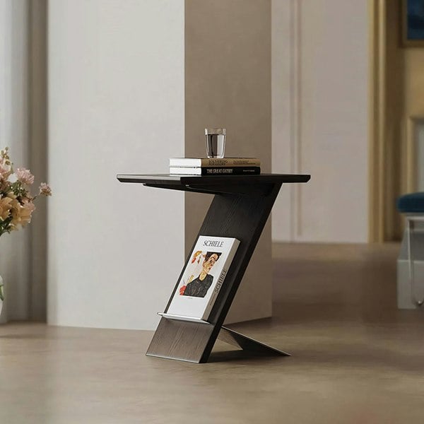 Eunice Side Table With Magazine Rack, Solid Wood-Rit Concept-Rit Concept