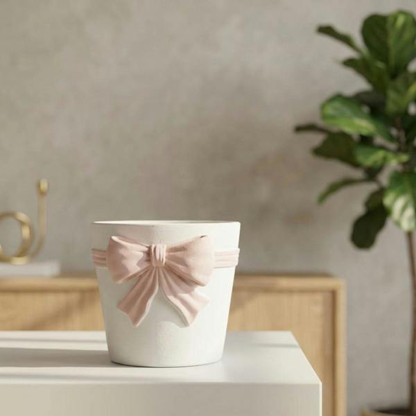 Garden Greatness Blush Bow Decorative Planter Pot