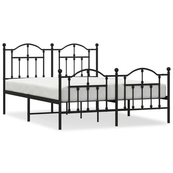 Berkfield Metal Bed Frame with Headboard and Footboard Black 140x190 cm