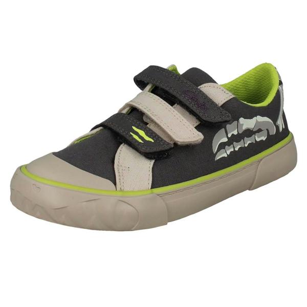 Clarks Boys Clarks Dinosaur Canvas Shoes Foxing Stomp