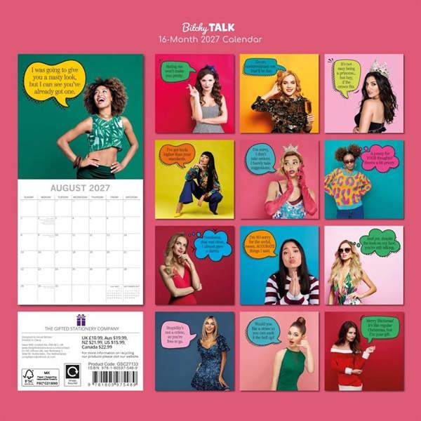 Bitchy Talk Calendar 2027, Wall Calendars, Month To View, Humour, Gift