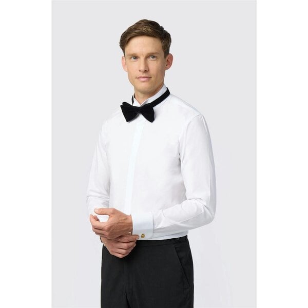 Limehaus Slim Fit White Stretch Wing Collar Dress Shirt