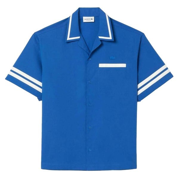 Lacoste Mens Cotton Twill Back Print Relaxed Fit Shirt - Blue