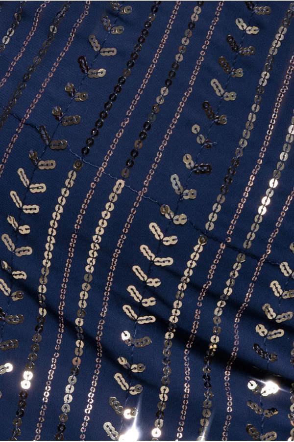 Patterned Sequin Cut Out Midi Dress - Navy DR3756
