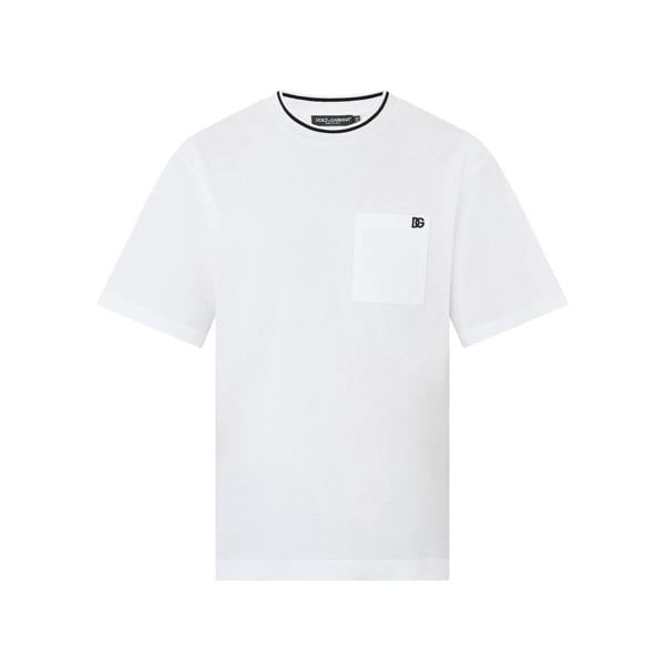 Dolce & Gabbana Piqué Patch Pocket T-Shirt   in  White