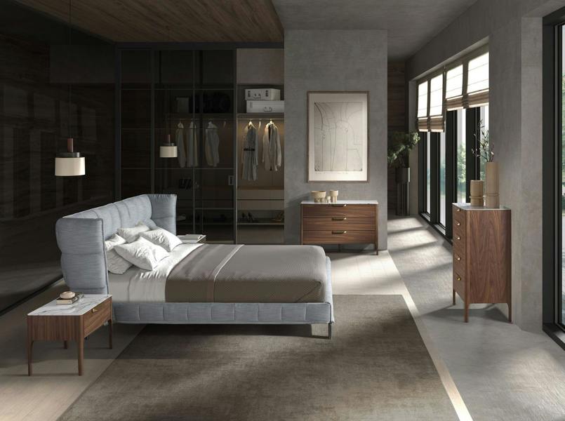 Angel Cerdá Walnut Chiffonier With Marble-look Glass Top 7039