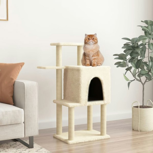 Berkfield Cat Tree with Sisal Scratching Posts Cream 97 cm