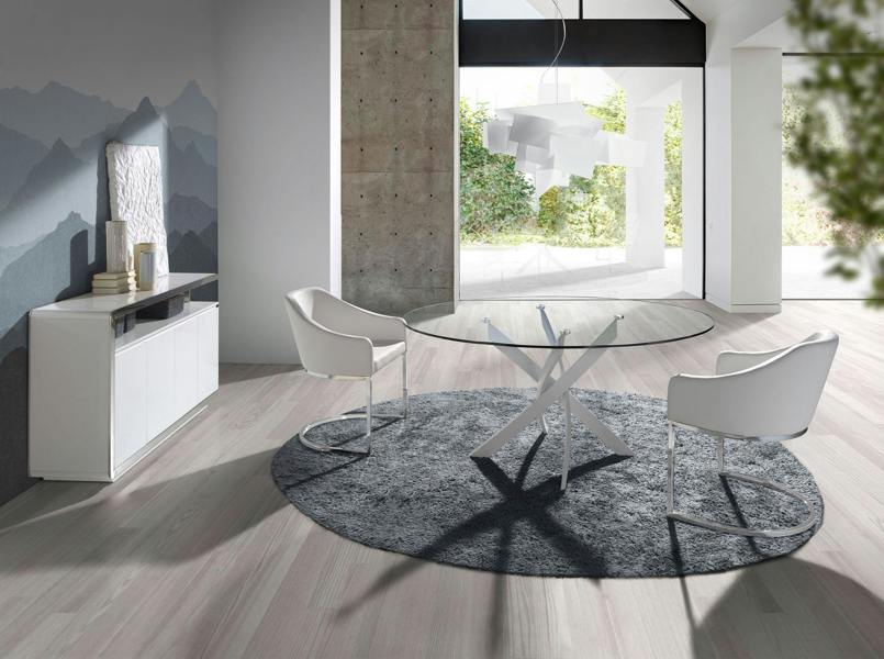Angel Cerdá Sideboard White Wood and Chromed Steel BASE 3055