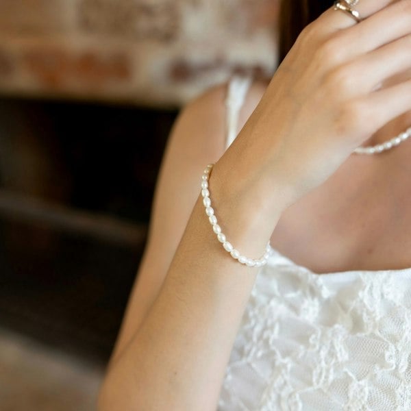 Spero London Natural Freshwater Real Seed Pearl Strand Bracelet