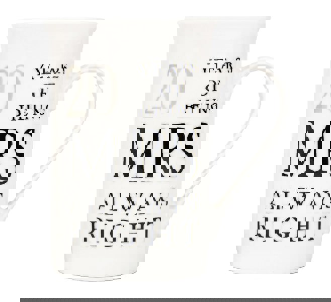 Ivory White 20th Anniversary Mr Right & Mrs Always Right Ceramic Mug Gift Set Image 3