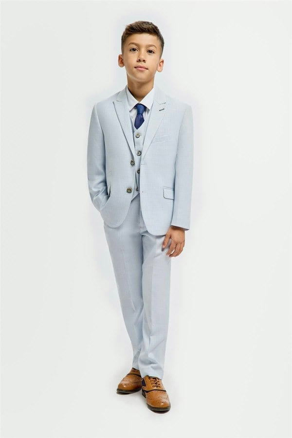 House of Cavani Boys Tropez Sky Three Piece Wedding Suit