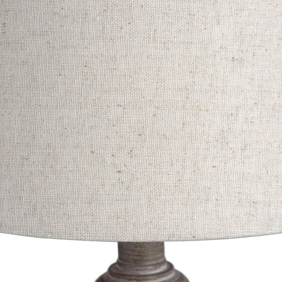 Wyld Haus Naples Farmhouse Rustic Grey Wooden Table Lamp with Cream Linen Shade