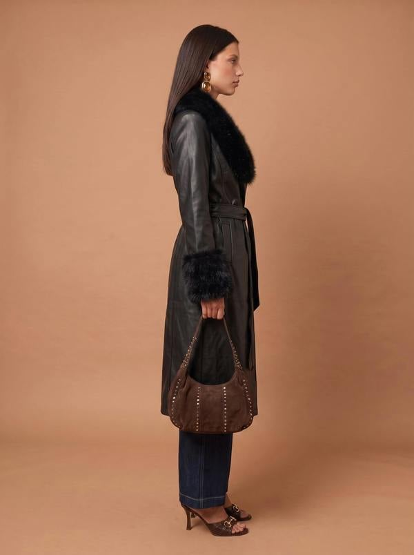 Urban Bliss Fur Cuff Pu Jacket Black