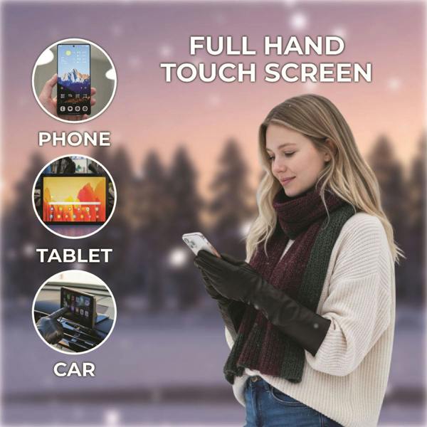Infinity Leather Womens Long Italian Leather Winter Soft Wool Lining Gloves
