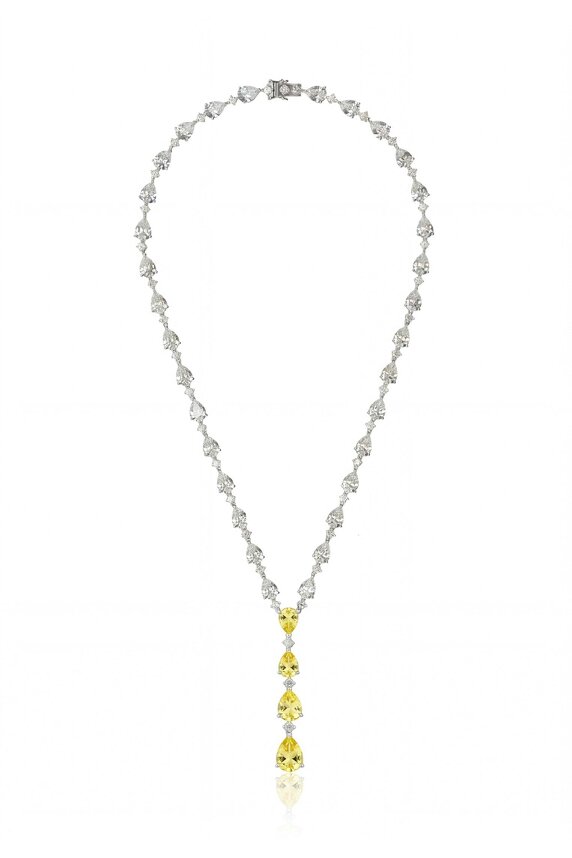 Latelita Elizabeth Statement Necklace Yellow Topaz Silver