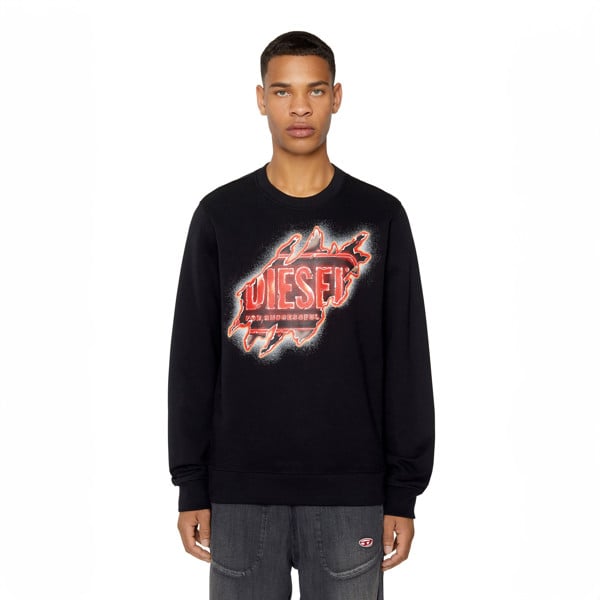 Diesel Peel Effect Logo Black Sweatshirt - Black