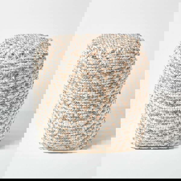 HOMESCAPES Sierra Natural Diamond Pattern Jute Bean Filled Pouffe