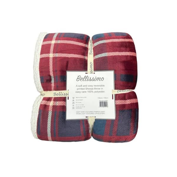 Dyzi Sherpa Backed Plush Tartan Check Super Soft Fleece Throw