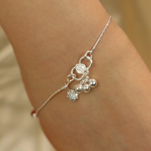 The Colourful Aura 925 Silver Orange Beaded Summer Indie Thin Payal Anklet