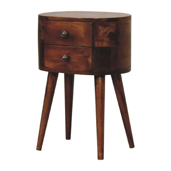 Artisan Furniture Solid Wood Mini Chestnut Rounded Bedside Table