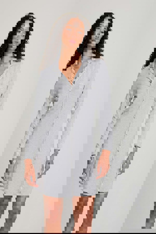 Pretty You London Women's Bamboo Nightshirt in Grey Marl