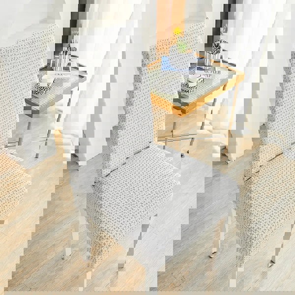 Anyseat Chair Cover Light Grey Micro Knitted Design with Elastic Material for Dining Room Kitchen Wedding Hotel Banquet Restaurant