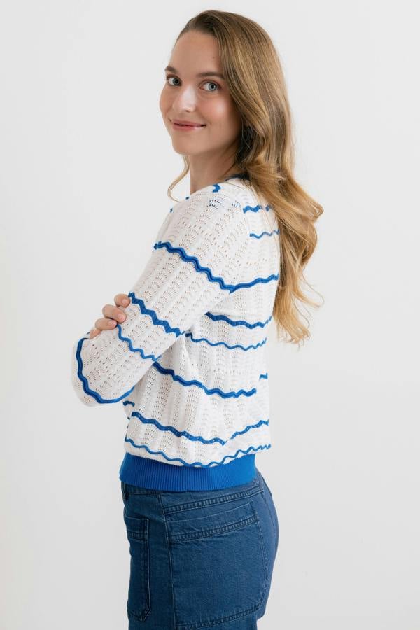 Lily & Me Sophie Pointelle Cotton Stripe Jumper