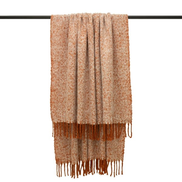 Furn Weaver Throw with Herringbone Design - Rust